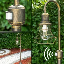 Lampes Dorées-hofstein Borne lumineuse BORKAN Brun doré, 1 lumière, Détecteur de mouvement