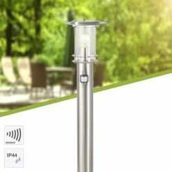 Luminaires Brilliant Borne lumineuse Brilliant York Argenté, 1 lumière, Détecteur de mouvement