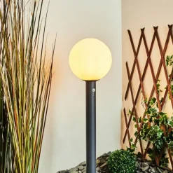 hofstein Borne lumineuse Bubodefo Anthracite, 1 lumière, Détecteur de mouvement