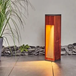 Lampes En Bois-hofstein Borne lumineuse Byremo Bois foncé, Noir, 1 lumière