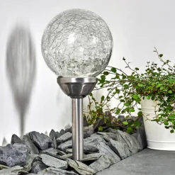 Luminaires Rustiques-hofstein Borne lumineuse Carbonia LED Argenté, 2 lumières, Changeur de couleurs