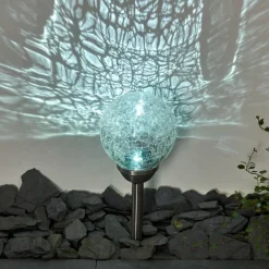 Luminaires Rustiques-hofstein Borne lumineuse Carbonia LED Argenté, 2 lumières, Changeur de couleurs