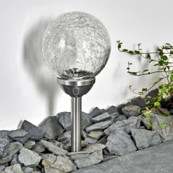 Luminaires Rustiques-hofstein Borne lumineuse Carbonia LED Argenté, 2 lumières, Changeur de couleurs