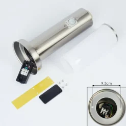 hofstein Borne lumineuse Caserta Nickel mat, Blanc, 1 lumière, Détecteur de mouvement