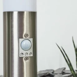 hofstein Borne lumineuse Caserta Nickel mat, Blanc, 1 lumière, Détecteur de mouvement