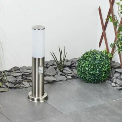 hofstein Borne lumineuse Caserta Nickel mat, Blanc, 1 lumière, Détecteur de mouvement