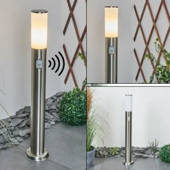 hofstein Borne lumineuse Caserta Nickel mat, Blanc, 1 lumière, Détecteur de mouvement