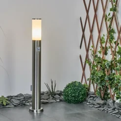 hofstein Borne lumineuse Caserta Nickel mat, 1 lumière, Détecteur de mouvement