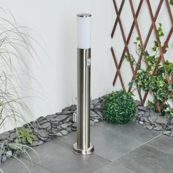 hofstein Borne lumineuse Caserta Nickel mat, 1 lumière, Détecteur de mouvement