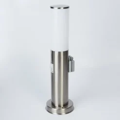 hofstein Borne lumineuse Caserta Nickel mat, 1 lumière, Détecteur de mouvement