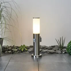 hofstein Borne lumineuse Caserta Nickel mat, 1 lumière, Détecteur de mouvement
