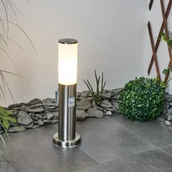 hofstein Borne lumineuse Caserta Nickel mat, 1 lumière, Détecteur de mouvement