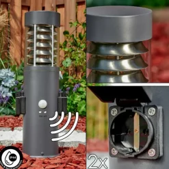 hofstein Borne lumineuse Dakar Anthracite, 1 lumière, Détecteur de mouvement