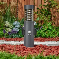 hofstein Borne lumineuse Dakar Anthracite, 1 lumière, Détecteur de mouvement