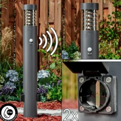 hofstein Borne lumineuse Dakar Anthracite, 1 lumière, Détecteur de mouvement