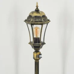 Luminaires Rustiques-hofstein Borne lumineuse Etoe Brun, Or, Noir, 1 lumière, Détecteur de mouvement