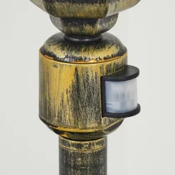 Luminaires Rustiques-hofstein Borne lumineuse Etoe Brun, Or, Noir, 1 lumière, Détecteur de mouvement