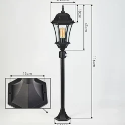 Luminaires Rustiques-hofstein Borne lumineuse Etoe Noir, 1 lumière, Détecteur de mouvement