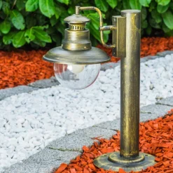 Lampes Dorées-hofstein Borne lumineuse FOX Vieux laiton, Noir doré, 1 lumière