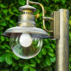 Lampes Dorées-hofstein Borne lumineuse FOX Vieux laiton, Noir doré, 1 lumière