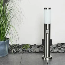 hofstein Borne lumineuse Gaborone LED Nickel mat, 1 lumière, Détecteur de mouvement