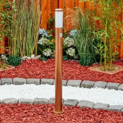 hofstein Borne lumineuse Gaborone Brun, Couleur bois, 1 lumière, Détecteur de mouvement