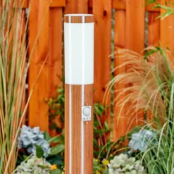 hofstein Borne lumineuse Gaborone Brun, Couleur bois, 1 lumière, Détecteur de mouvement