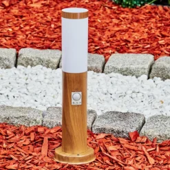 hofstein Borne lumineuse Gaborone Brun, Couleur bois, 1 lumière, Détecteur de mouvement