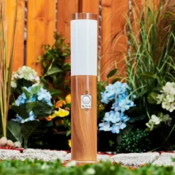 hofstein Borne lumineuse Gaborone Brun, Couleur bois, 1 lumière, Détecteur de mouvement