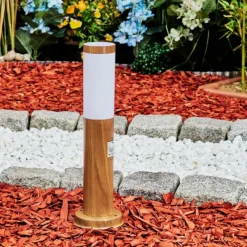 hofstein Borne lumineuse Gaborone Brun, Couleur bois, 1 lumière, Détecteur de mouvement