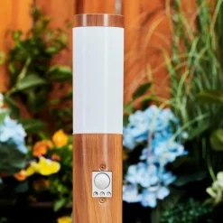 hofstein Borne lumineuse Gaborone Brun, Couleur bois, 1 lumière, Détecteur de mouvement