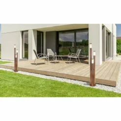 Lampes En Bois-Luminaires Globo Lighting Borne lumineuse Globo BOSTON Bois foncé, 3 lumières