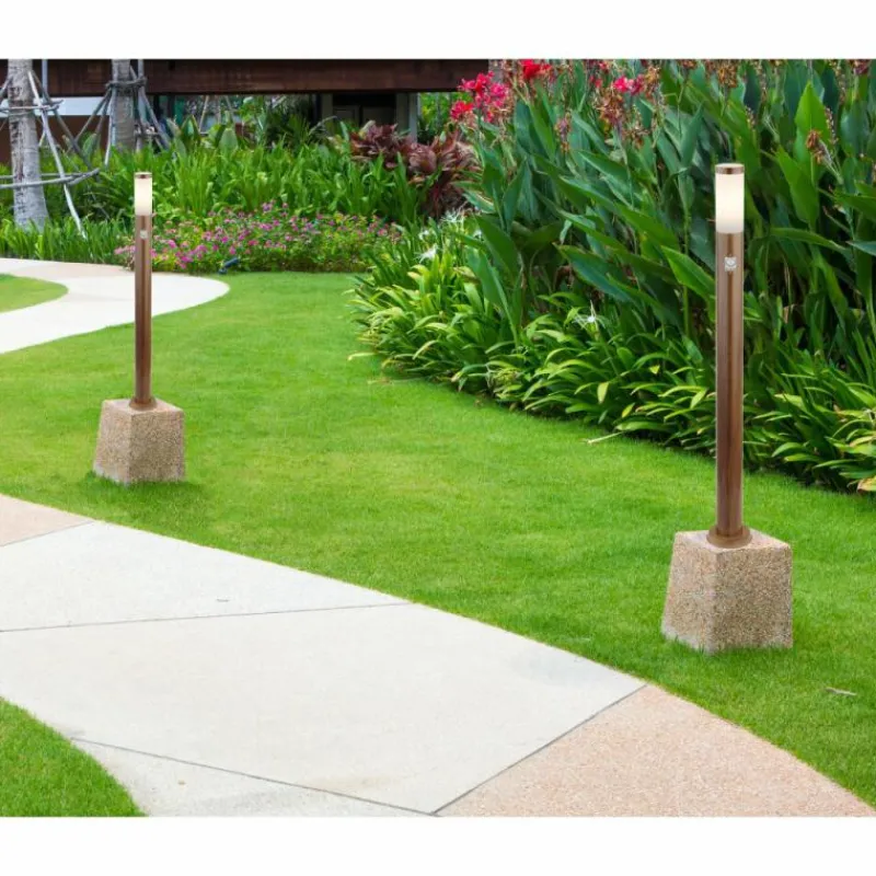 Lampes En Bois-Luminaires Globo Lighting Borne lumineuse Globo BOSTON Bois foncé, 1 lumière, Détecteur de mouvement