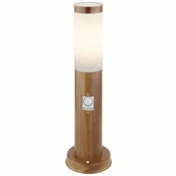 Lampes En Bois-Luminaires Globo Lighting Borne lumineuse Globo BOSTON Bois foncé, 1 lumière, Détecteur de mouvement