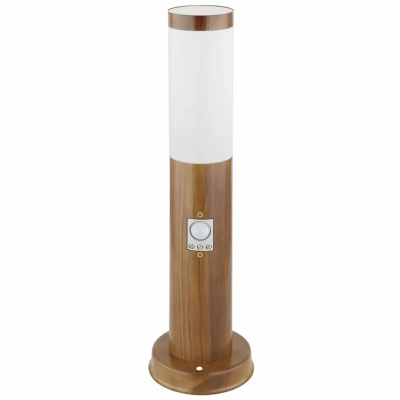 Lampes En Bois-Luminaires Globo Lighting Borne lumineuse Globo BOSTON Bois foncé, 1 lumière, Détecteur de mouvement