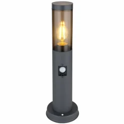 Suspension Verre Fumé-Luminaires Globo Lighting Borne lumineuse Globo BOSTON Anthracite, 1 lumière, Détecteur de mouvement