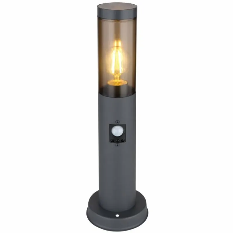 Suspension Verre Fumé-Luminaires Globo Lighting Borne lumineuse Globo BOSTON Anthracite, 1 lumière, Détecteur de mouvement