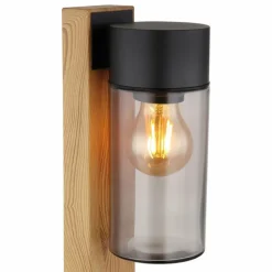 Suspension Verre Fumé-Luminaires Globo Lighting Borne lumineuse Globo ETSI Couleur bois, Noir, 1 lumière