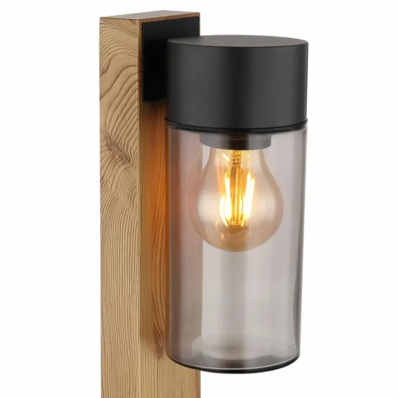 Suspension Verre Fumé-Luminaires Globo Lighting Borne lumineuse Globo ETSI Couleur bois, Noir, 1 lumière