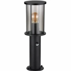 Suspension Verre Fumé-Luminaires Globo Lighting Borne lumineuse Globo GRACEY Noir, 1 lumière, Détecteur de mouvement