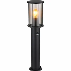 Suspension Verre Fumé-Luminaires Globo Lighting Borne lumineuse Globo GRACEY Noir, 1 lumière, Détecteur de mouvement