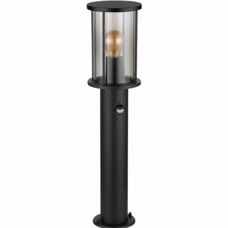 Suspension Verre Fumé-Luminaires Globo Lighting Borne lumineuse Globo GRACEY Noir, 1 lumière, Détecteur de mouvement