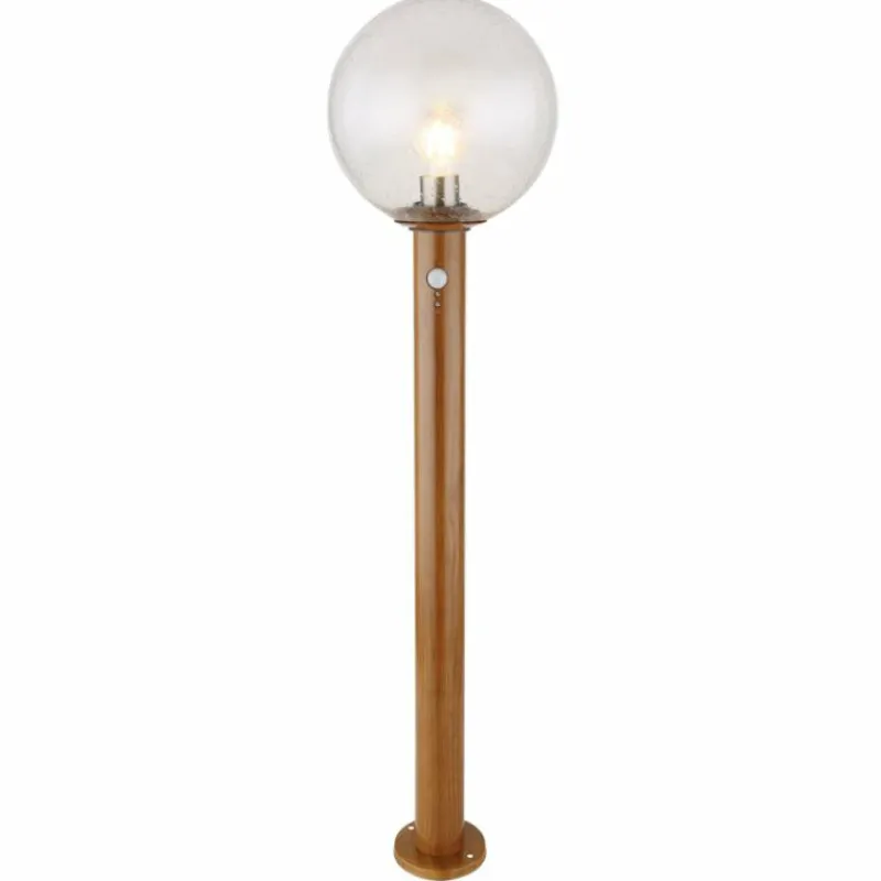 Lampes En Bois-Luminaires Globo Lighting Borne lumineuse Globo OSSY Couleur bois, 1 lumière, Détecteur de mouvement