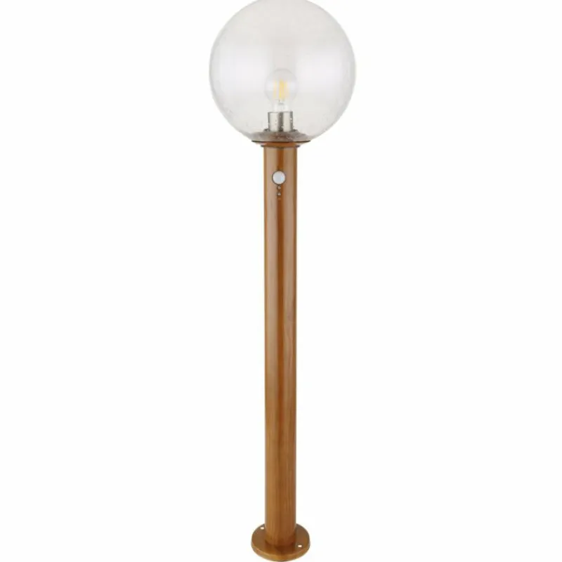 Lampes En Bois-Luminaires Globo Lighting Borne lumineuse Globo OSSY Couleur bois, 1 lumière, Détecteur de mouvement
