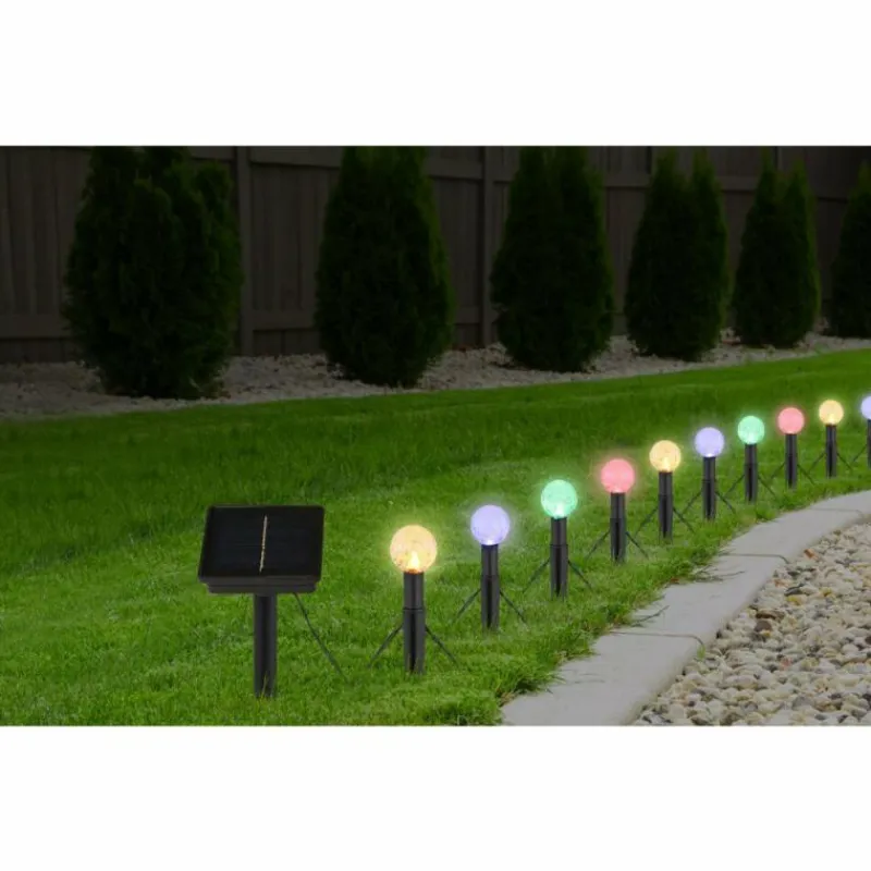 Luminaires Globo Lighting Borne lumineuse Globo SOLAR LED Noir, Transparent, 20 lumières, Changeur de couleurs