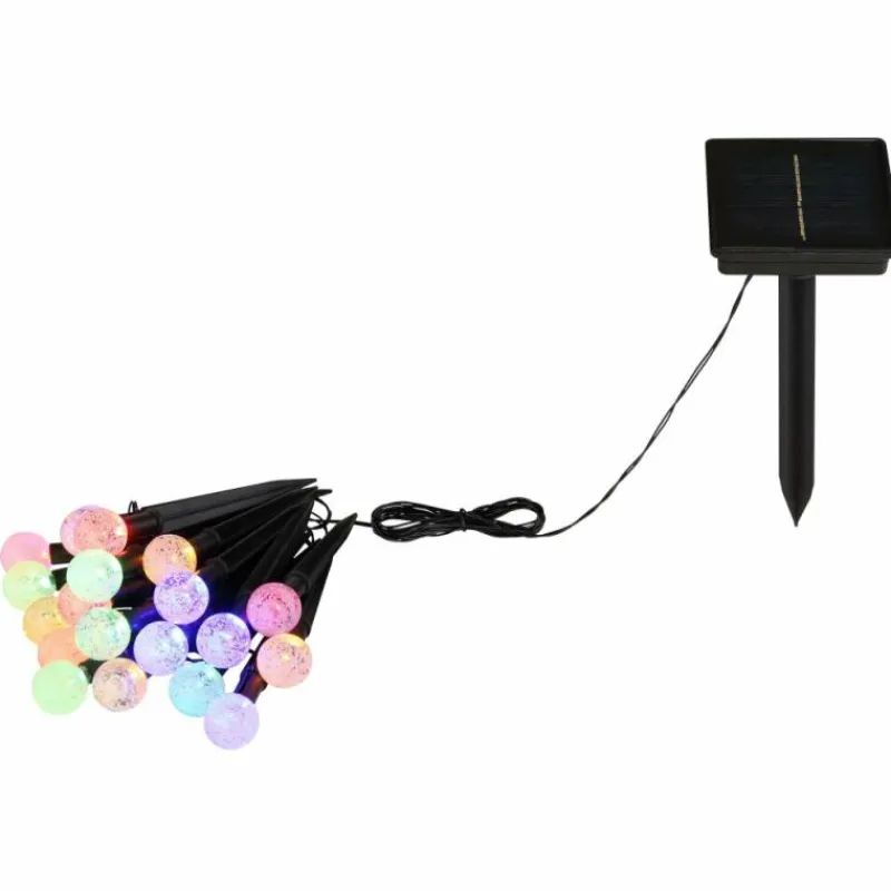 Luminaires Globo Lighting Borne lumineuse Globo SOLAR LED Noir, Transparent, 20 lumières, Changeur de couleurs
