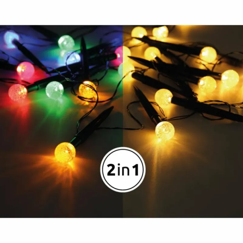 Luminaires Globo Lighting Borne lumineuse Globo SOLAR LED Noir, Transparent, 20 lumières, Changeur de couleurs