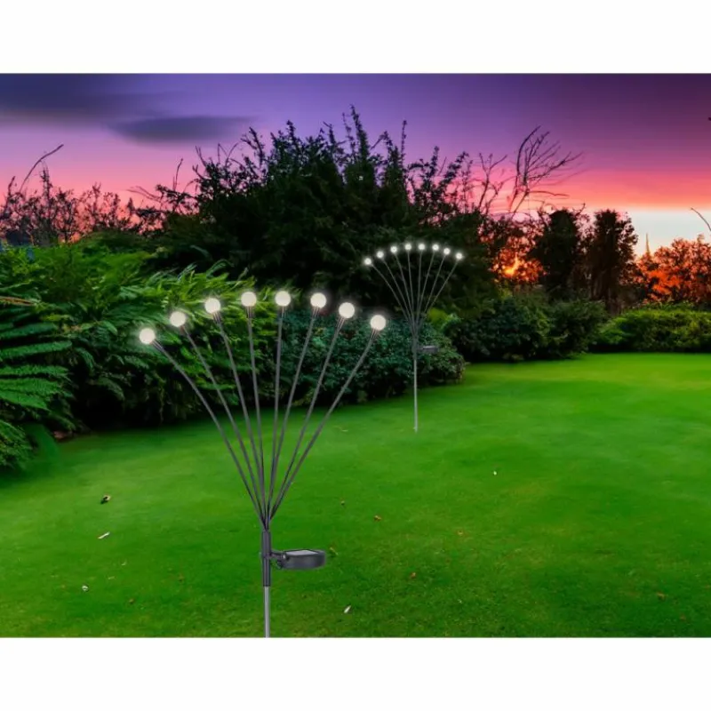 Luminaires Globo Lighting Borne lumineuse Globo SOLAR LED Acier inoxydable, Noir, 8 lumières