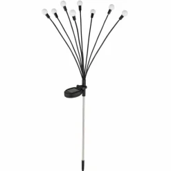 Luminaires Globo Lighting Borne lumineuse Globo SOLAR LED Acier inoxydable, Noir, 8 lumières, Changeur de couleurs