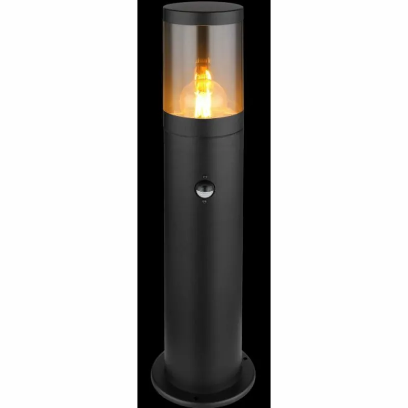 Suspension Verre Fumé-Luminaires Globo Lighting Borne lumineuse Globo XELOO Noir, 1 lumière, Détecteur de mouvement